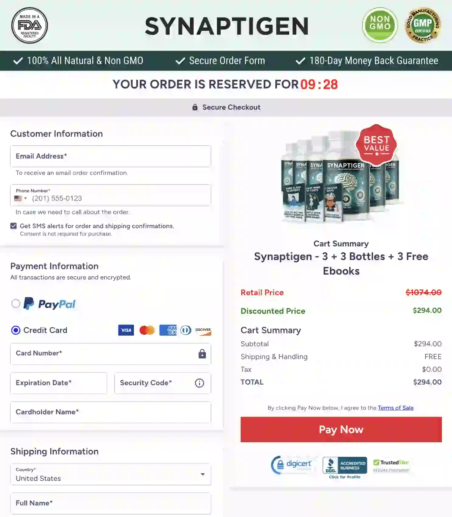 Synaptigen order page