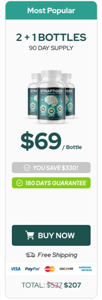 Synaptigen price 3 bottles